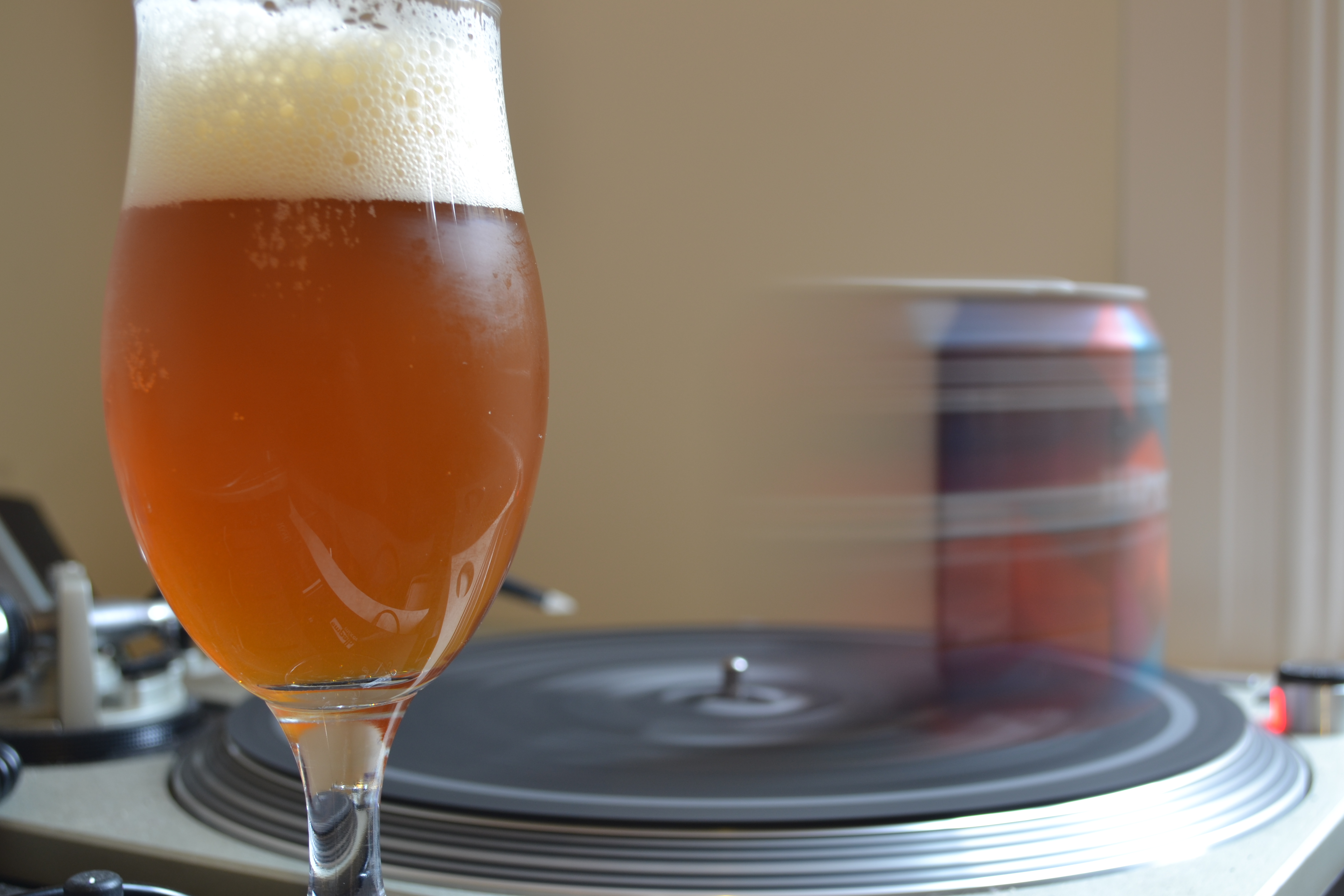 Hipster ale on turntable